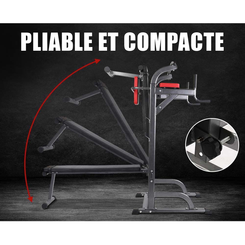 POWER TOWER – Chaise Romaine + Banc de Musculation - Pull Up Fitness